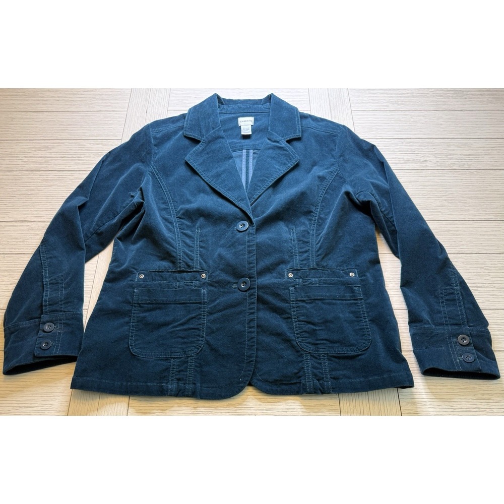 Chico's Teal Blue Green‎ 2 Button Blazer Jacket Pockets Career Chic Sz XL Boho
